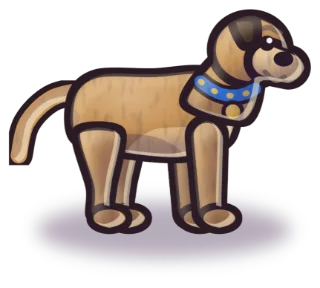 A tan mastiff with a blue collar.