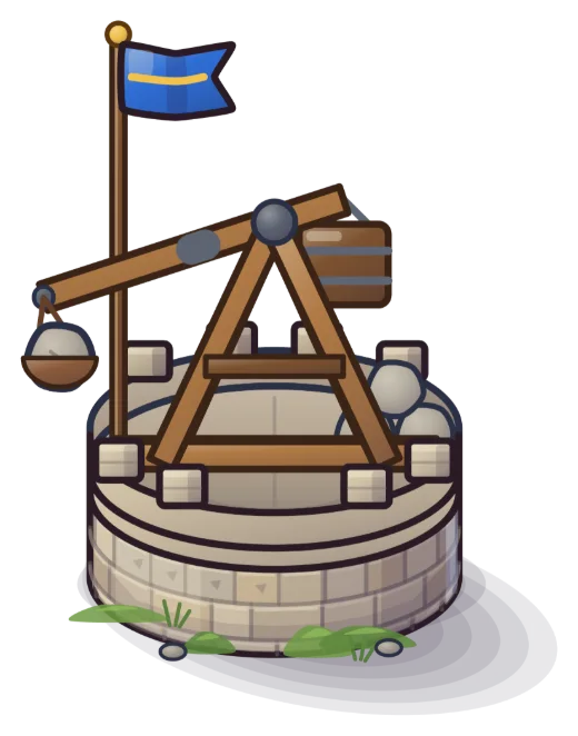 Siege Engine tower: Trebuchet, front view.