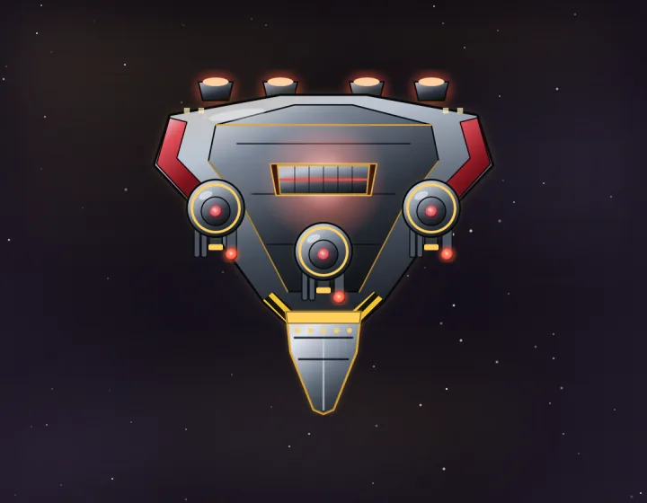 Breaker Dreadnought boss: a wedge-shaped steel warship with three turrets and a drill prow