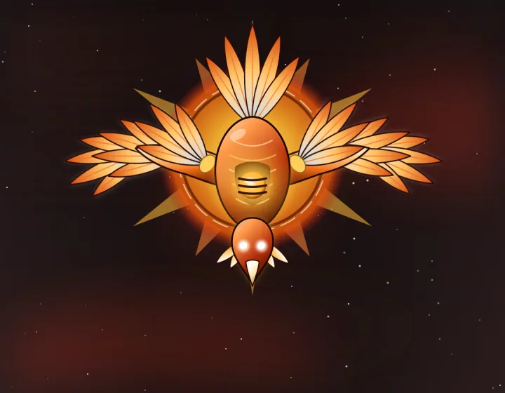 Pyrecrest boss: a blazing orange firebird with feathered wings